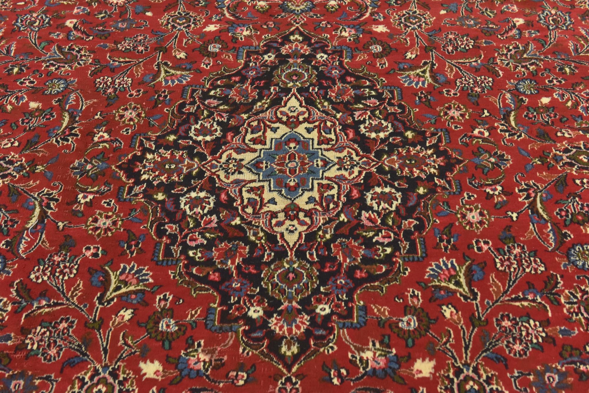 9' 9 x 12' 7 Hand Knotted Mashad Persian Wool Rug