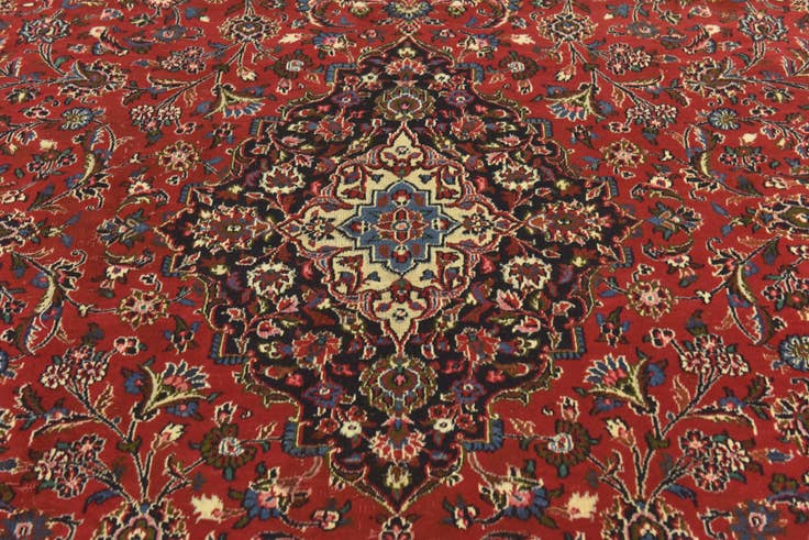 Detail image of 9' 9 x 12' 7 Hand Knotted Mashad Persian Wool Rug