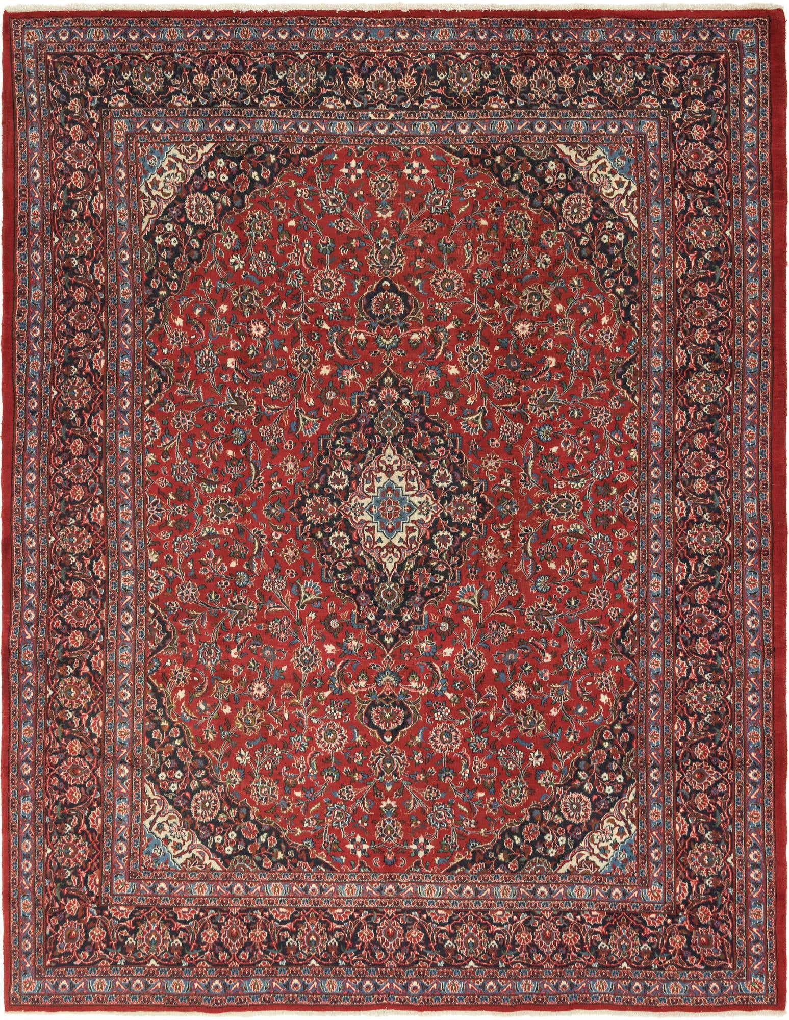 9' 9 x 12' 7 Hand Knotted Mashad Persian Wool Rug
