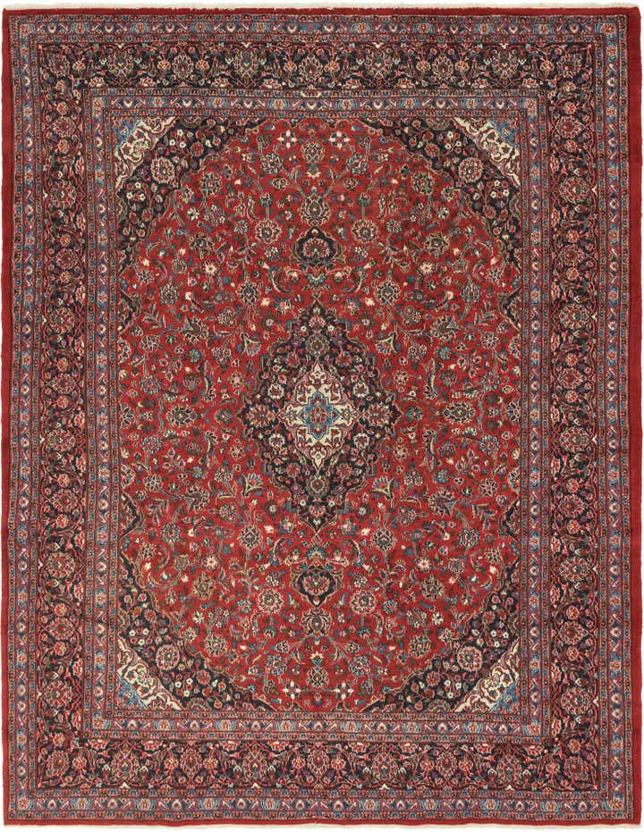 9' 9 x 12' 7 Hand Knotted Mashad Persian Wool Rug