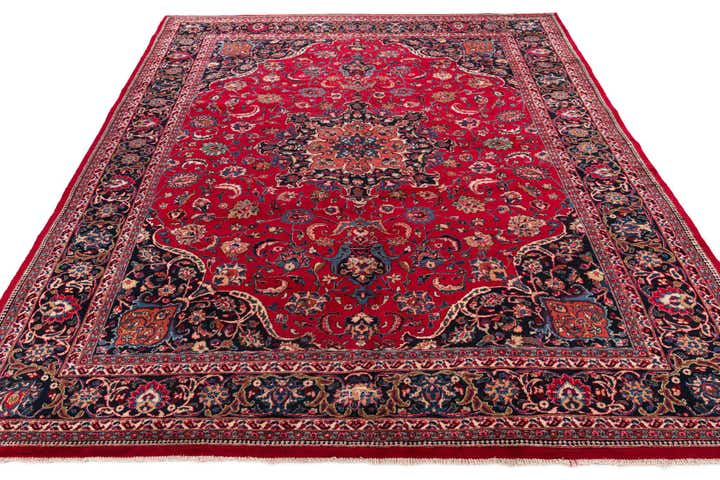 9' 8 x 12' 6 Hand Knotted Mashad Persian Wool Rug