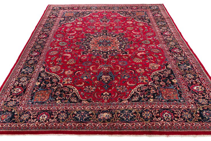 Detail image of 9' 8 x 12' 6 Hand Knotted Mashad Persian Wool Rug