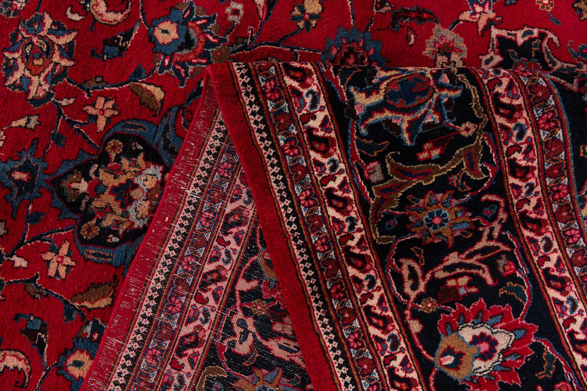 9' 8 x 12' 6 Hand Knotted Mashad Persian Wool Rug