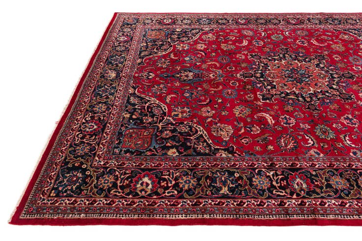 Detail image of 9' 8 x 12' 6 Hand Knotted Mashad Persian Wool Rug