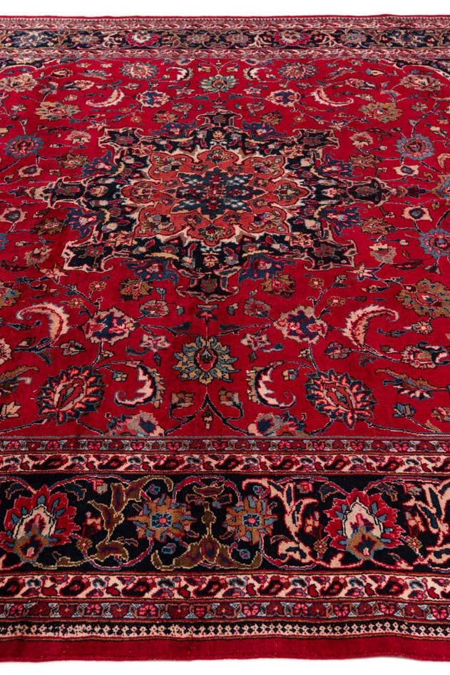 Detail image of 9' 8 x 12' 6 Hand Knotted Mashad Persian Wool Rug