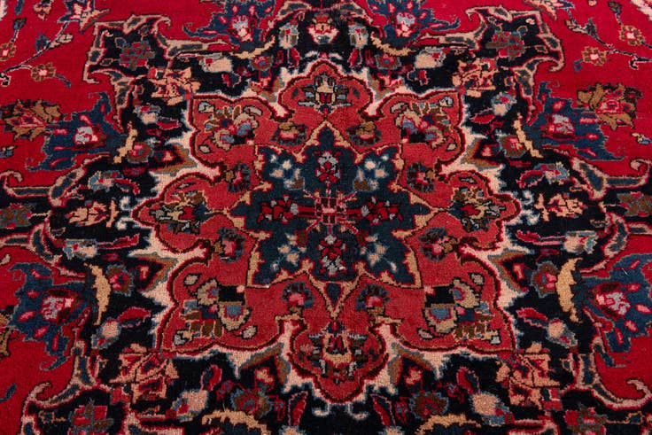Detail image of 9' 8 x 12' 6 Hand Knotted Mashad Persian Wool Rug