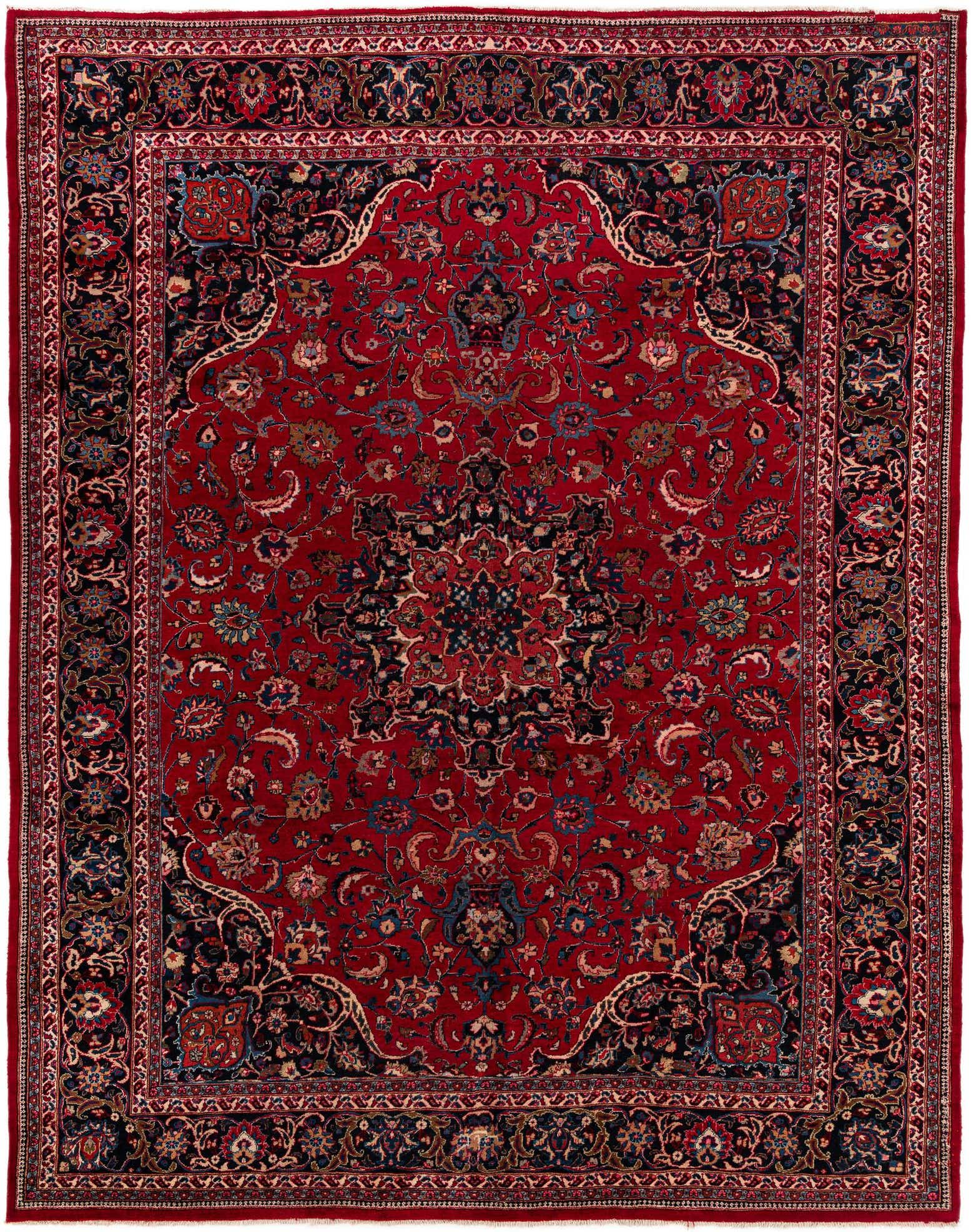 9' 8 x 12' 6 Hand Knotted Mashad Persian Wool Rug