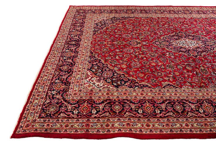 Detail image of 9' 7 x 13' Hand Knotted Mashad Persian Wool Rug