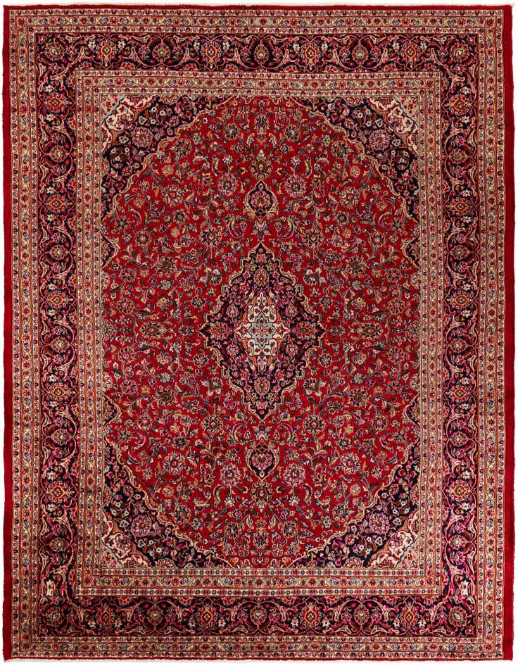Detail image of 9' 7 x 13' Hand Knotted Mashad Persian Wool Rug