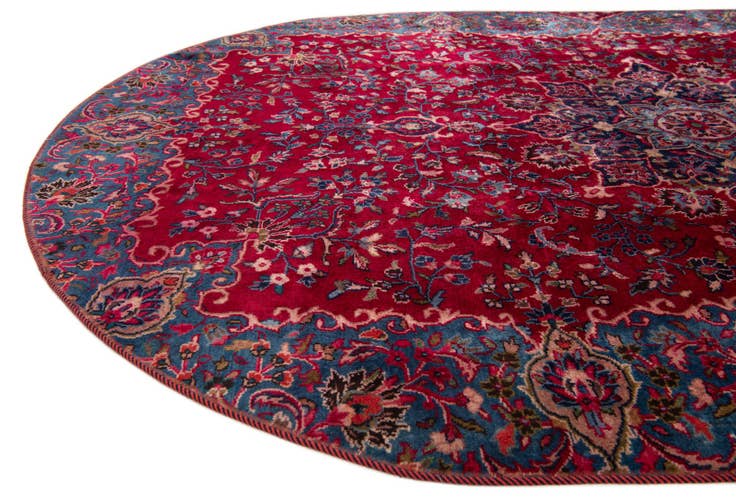Detail image of 6' 4 x 9' 8 Hand Knotted Mashad Persian Wool Rug