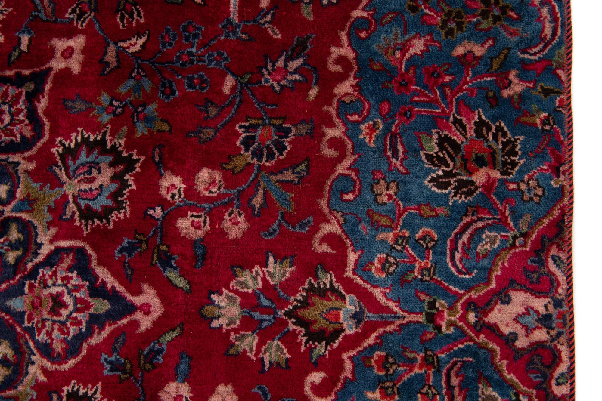 6' 4 x 9' 8 Hand Knotted Mashad Persian Wool Rug