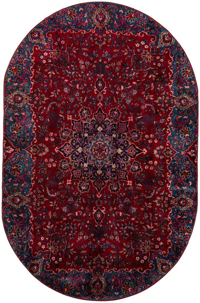 6' 4 x 9' 8 Hand Knotted Mashad Persian Wool Rug