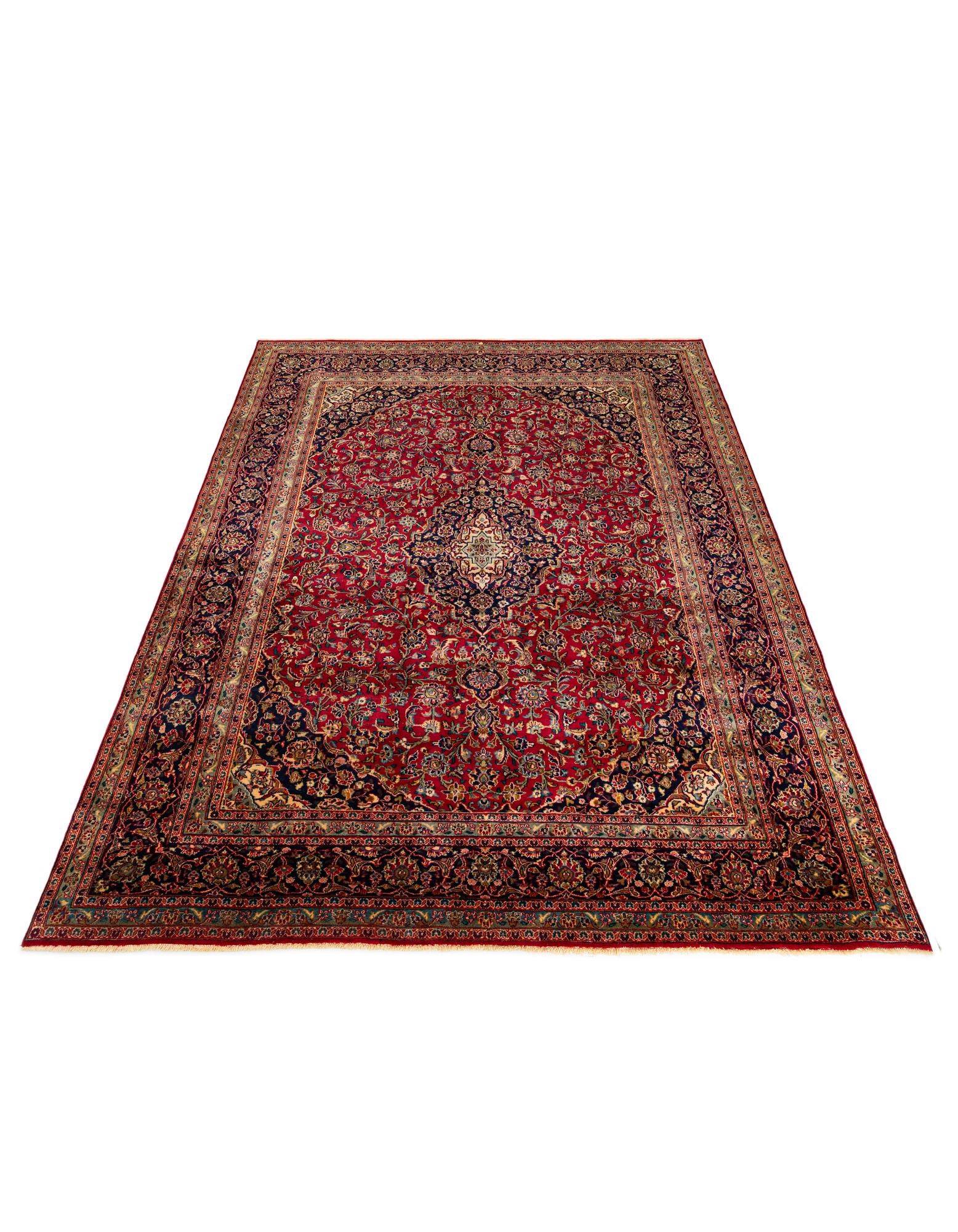 9' 6 x 12' 9 Hand Knotted Mashad Persian Wool Rug
