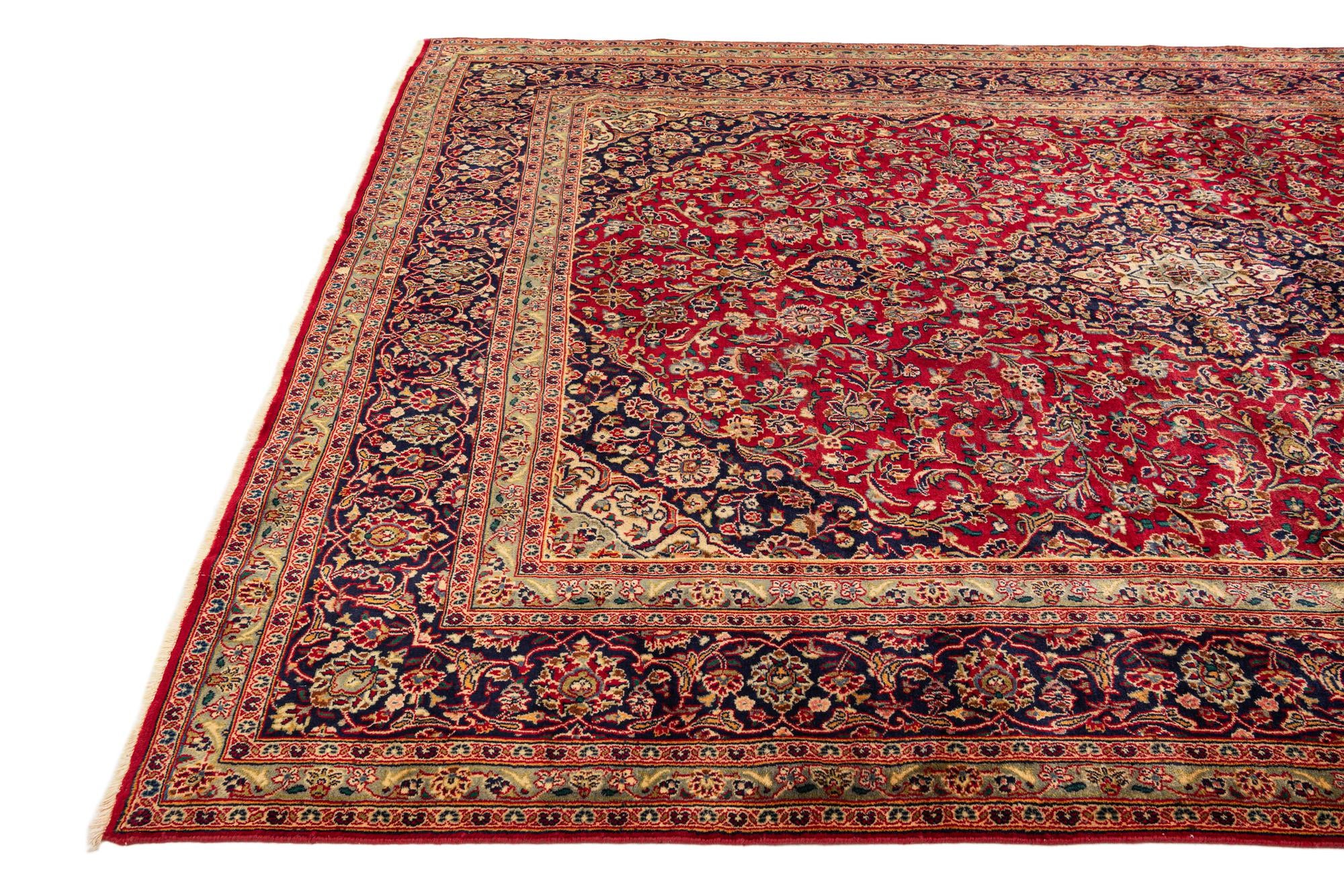 9' 6 x 12' 9 Hand Knotted Mashad Persian Wool Rug
