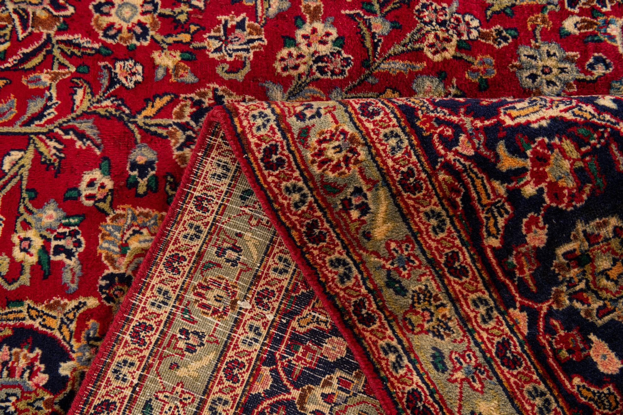 9' 6 x 12' 9 Hand Knotted Mashad Persian Wool Rug