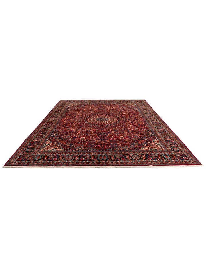 10' x 13' 3 Hand Knotted Mashad Persian Wool Rug