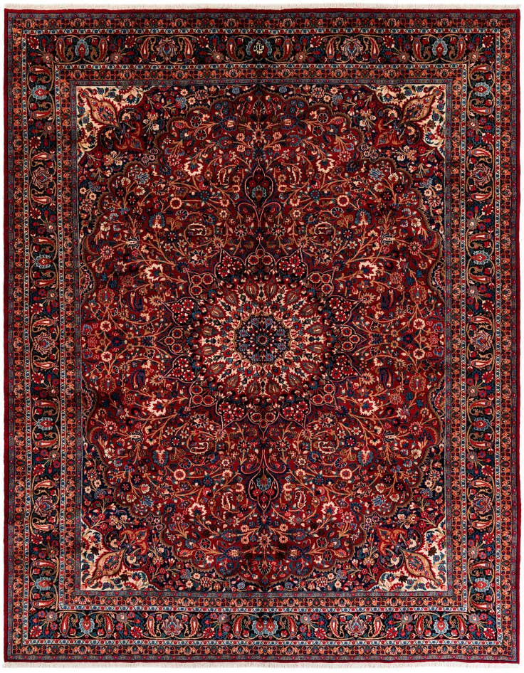 Detail image of 10' x 13' 3 Hand Knotted Mashad Persian Wool Rug