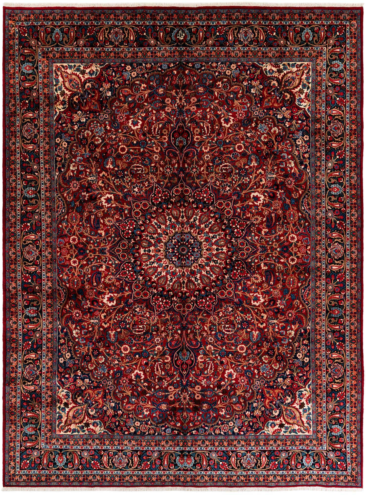 10' x 13' 3 Hand Knotted Mashad Persian Wool Rug