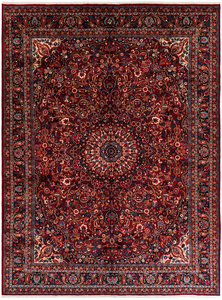 10' x 13' 3 Hand Knotted Mashad Persian Wool Rug
