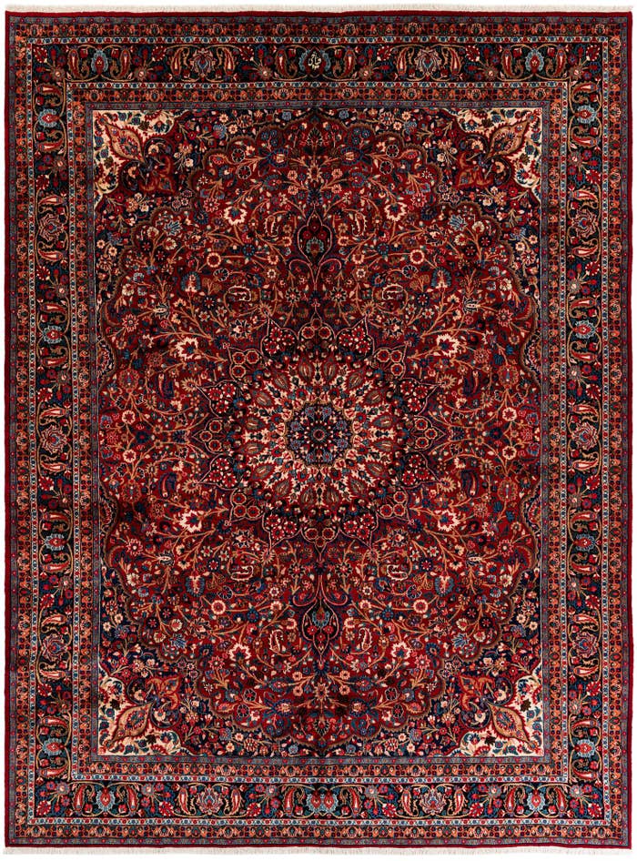 Detail image of 10' x 13' 3 Hand Knotted Mashad Persian Wool Rug