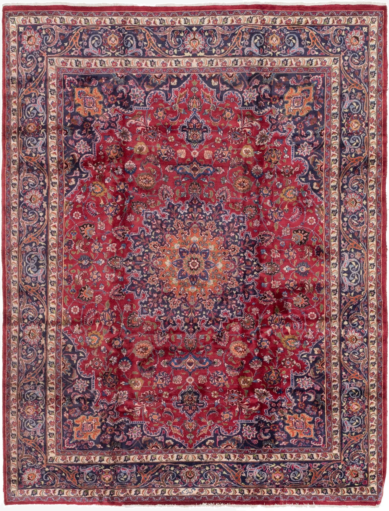10' x 12' 10  Hand Knotted Mashad Persian Wool Rug
