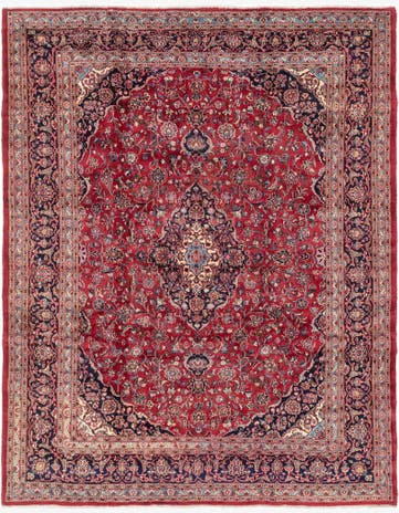 9' 6 x 12' 4 Hand Knotted Mashad Persian Wool Rug