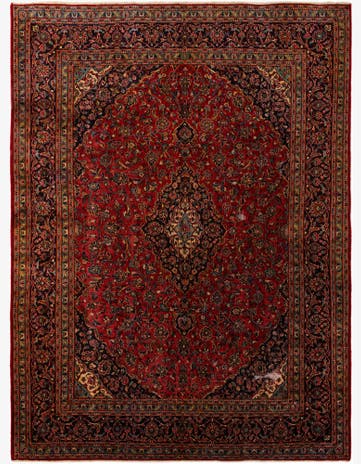 9' 6 x 12' 10 Hand Knotted Mashad Persian Wool Rug