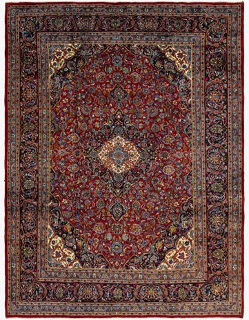 9' 7 x 12' 9 Hand Knotted Mashad Persian Wool Rug