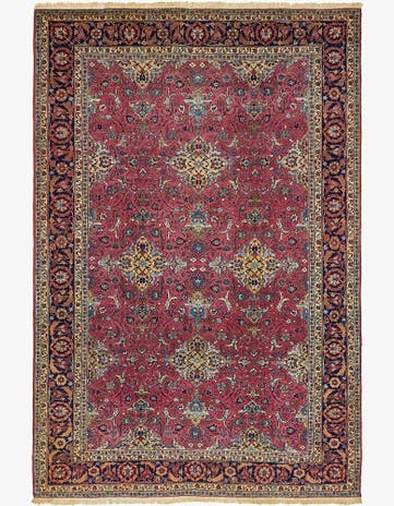 7' 7 x 11' 6 Hand Knotted Mashad Persian Wool Rug