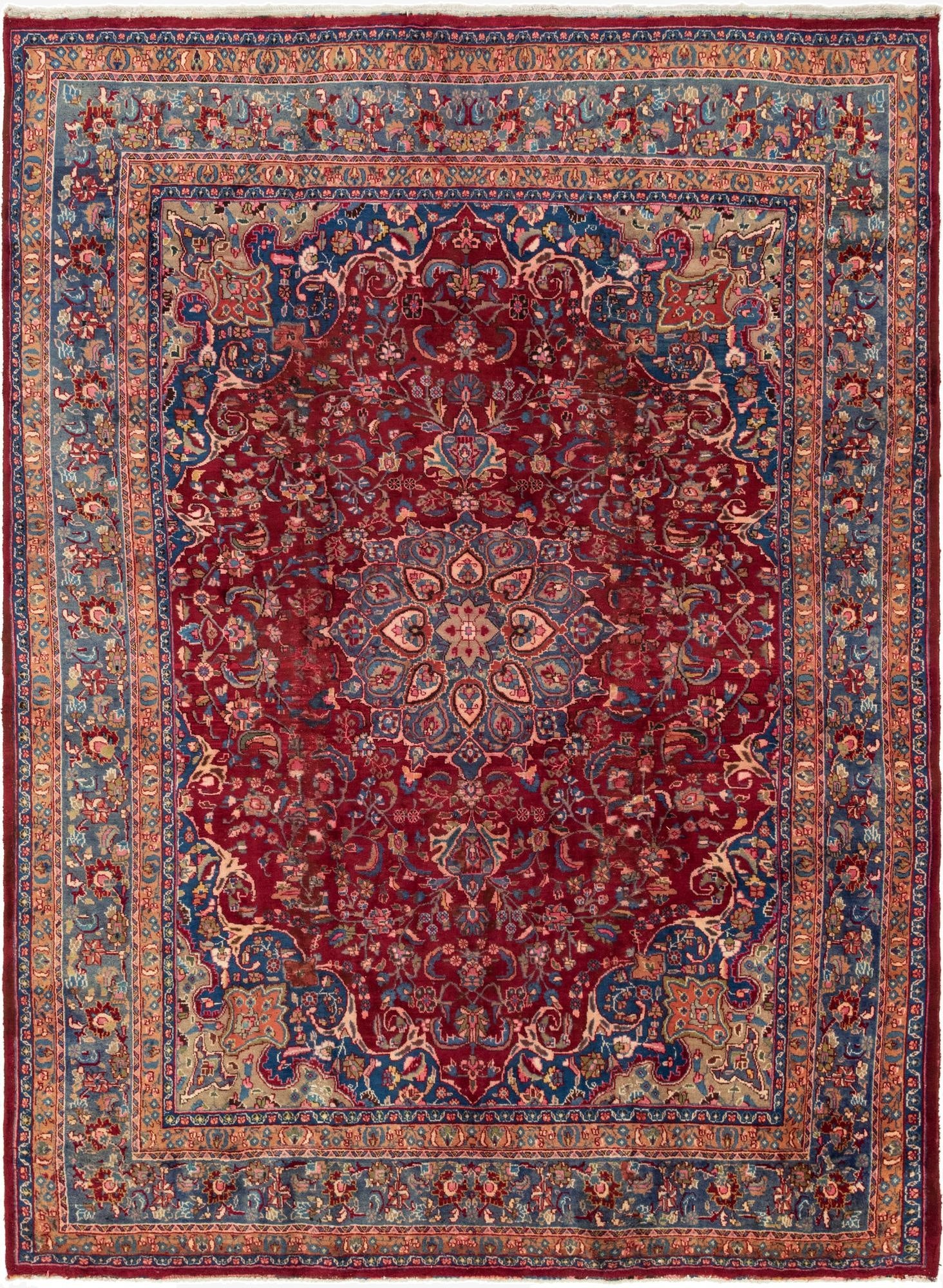 9' 6 x 12' 11  Hand Knotted Mashad Persian Wool Rug