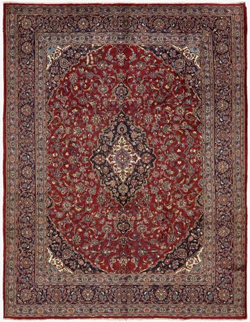 9' 7 x 12' 8 Hand Knotted Mashad Persian Wool Rug