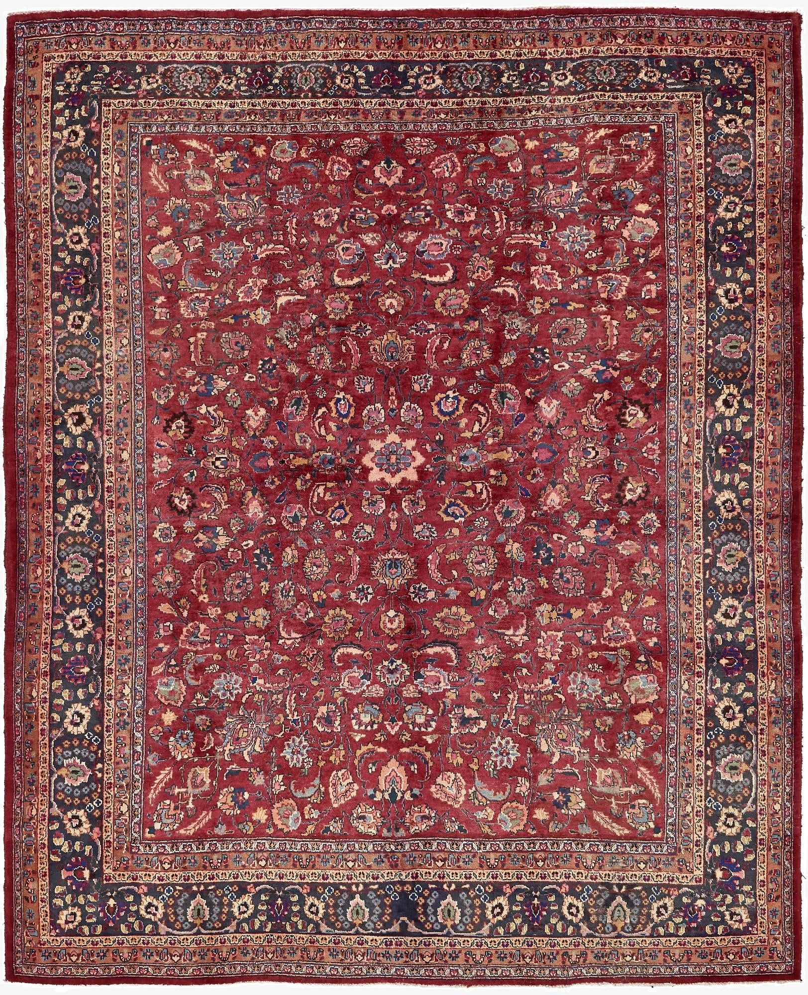 9' 10 x 12' 2 Hand Knotted Mashad Persian Wool Rug