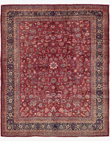 9' 10 x 12' 2 Hand Knotted Mashad Persian Wool Rug