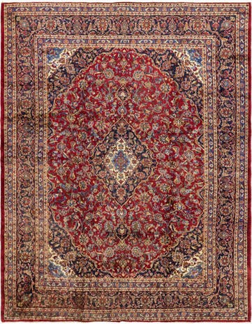 9' 7 x 12' 5 Hand Knotted Mashad Persian Wool Rug