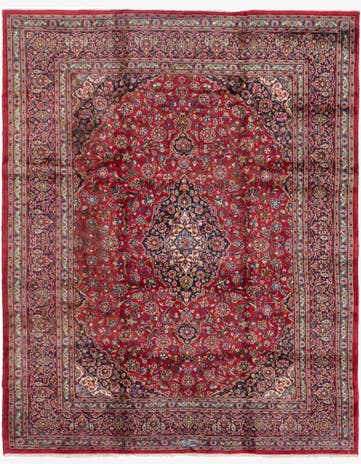 9' 8 x 12' 6 Hand Knotted Mashad Persian Wool Rug