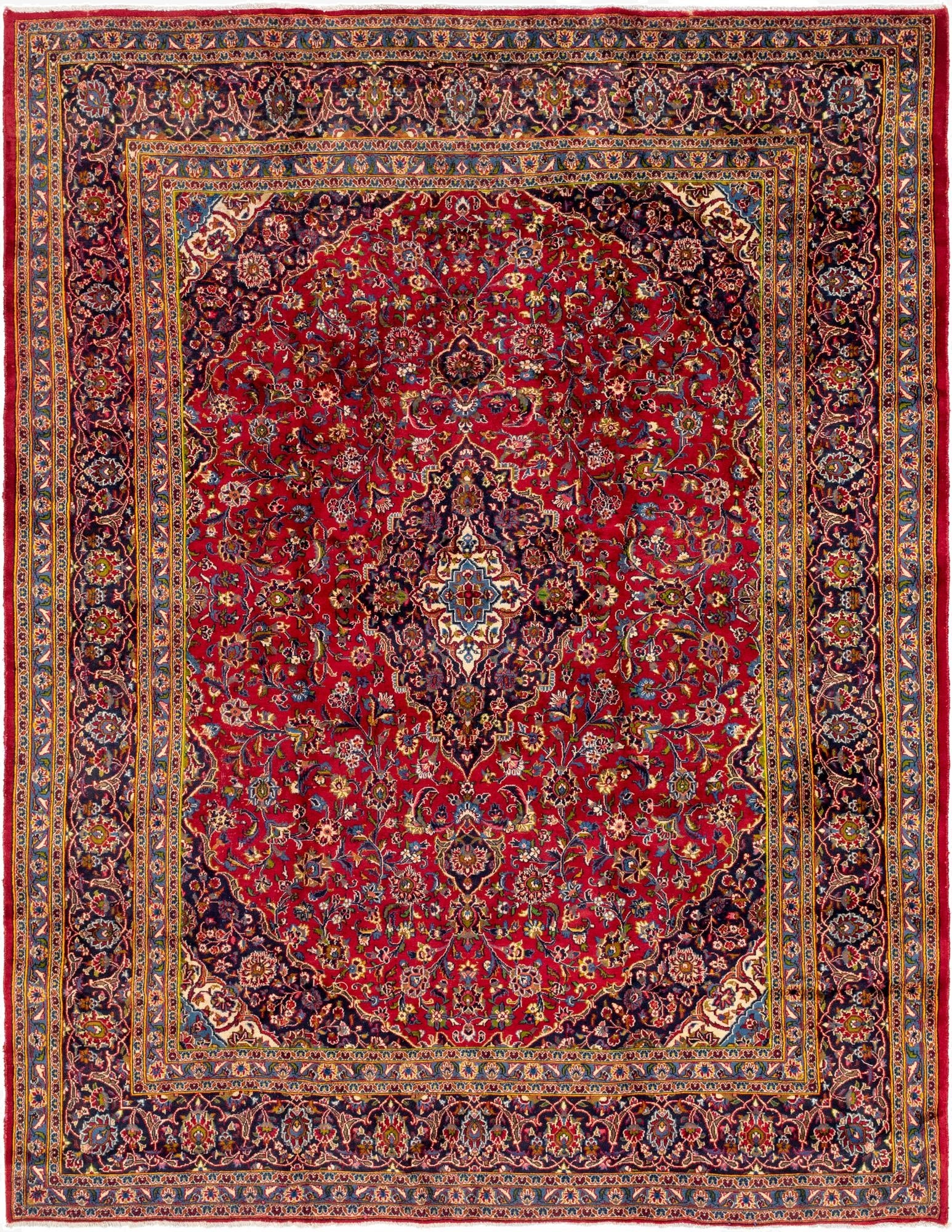 9' 9 x 12' 7  Hand Knotted Mashad Persian Wool Rug