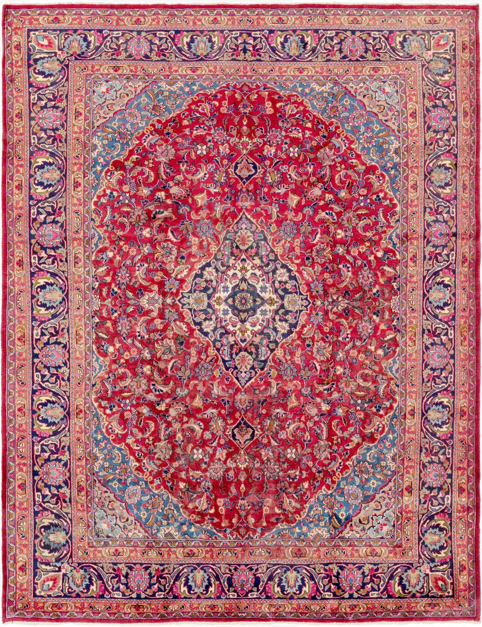 9' 9 x 12' 9  Hand Knotted Mashad Persian Wool Rug