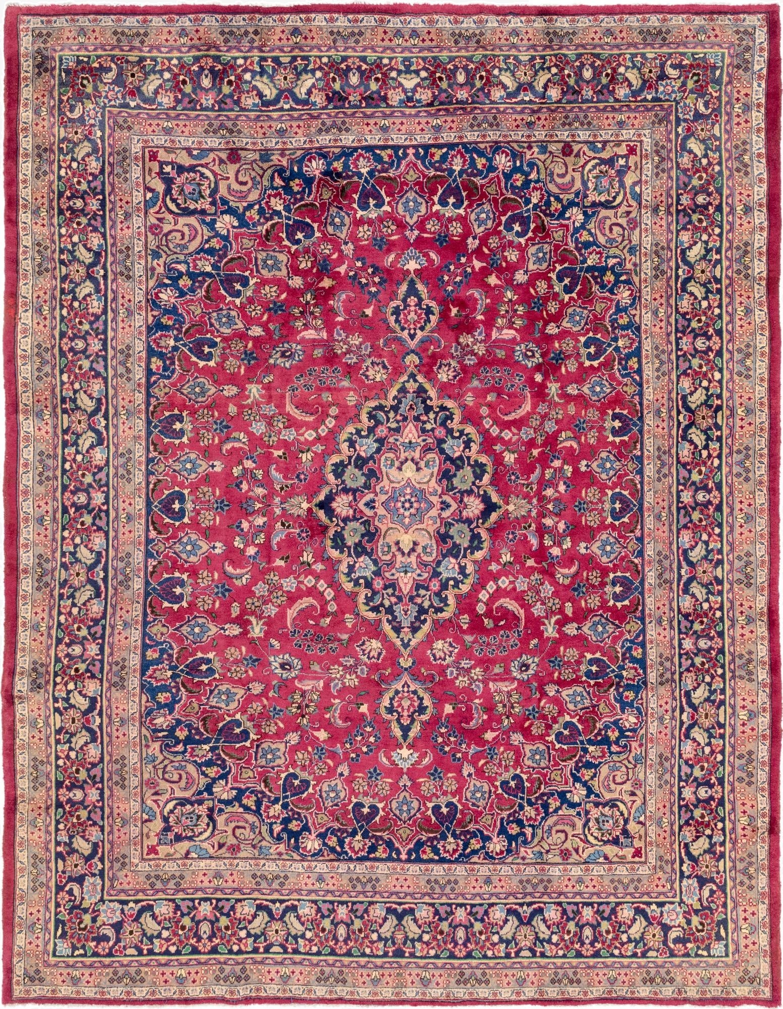 9' 9 x 12' 8  Hand Knotted Mashad Persian Wool Rug