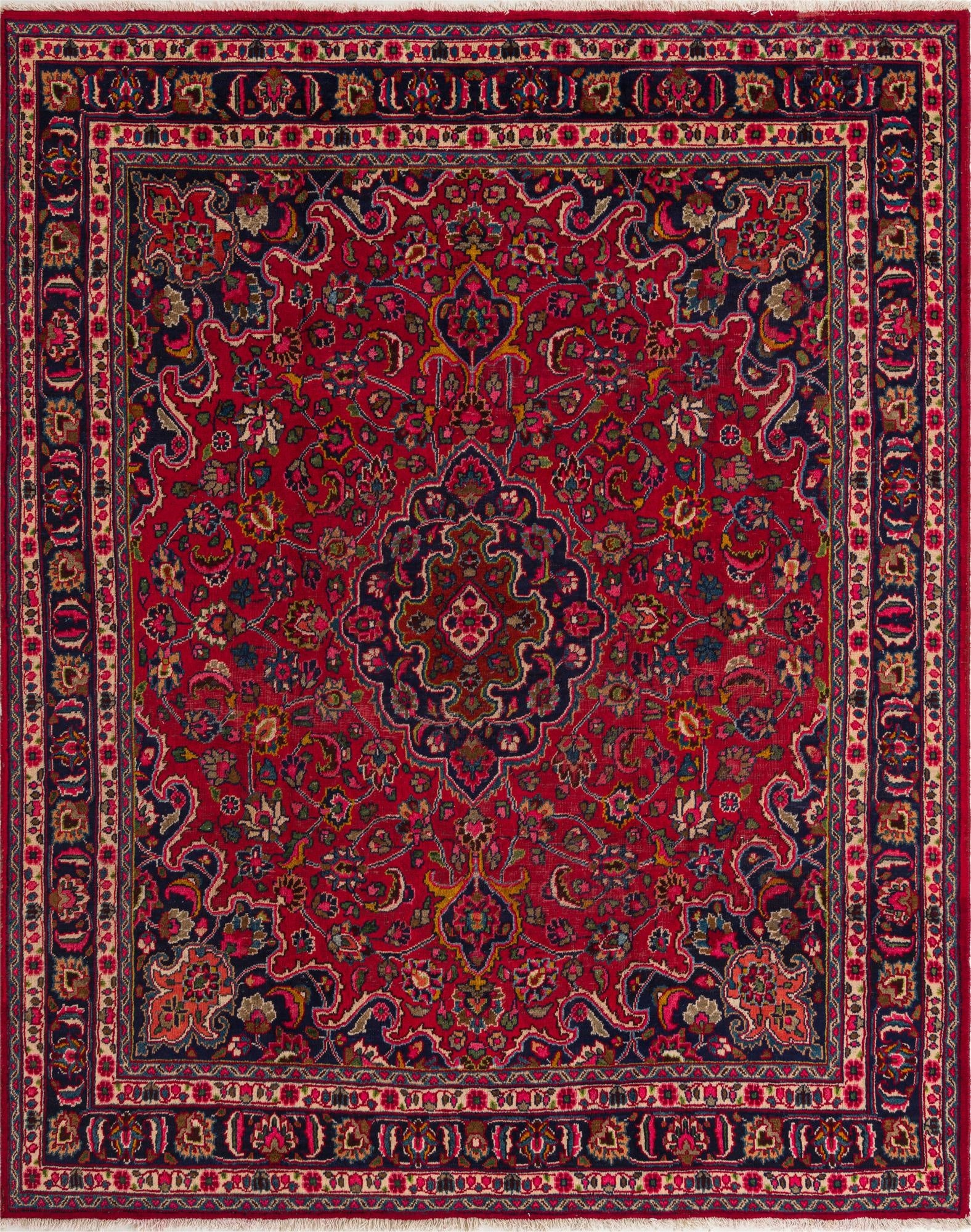 9' 8 x 12' 4  Hand Knotted Mashad Persian Wool Rug