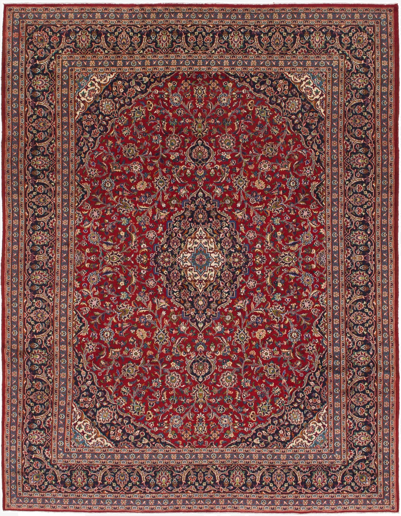 9' 8 x 12' 6  Hand Knotted Mashad Persian Wool Rug