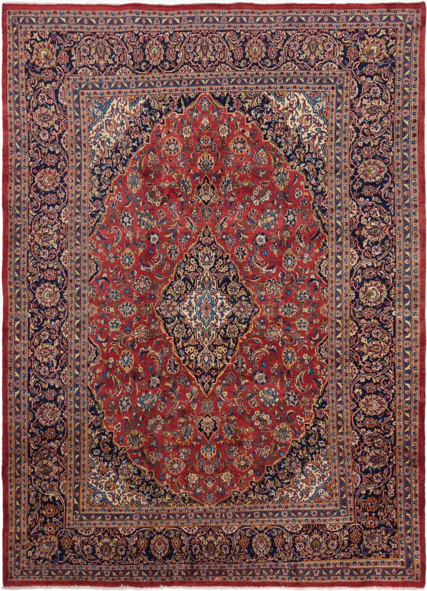 9' 8 x 13' 5  Hand Knotted Mashad Persian Wool Rug