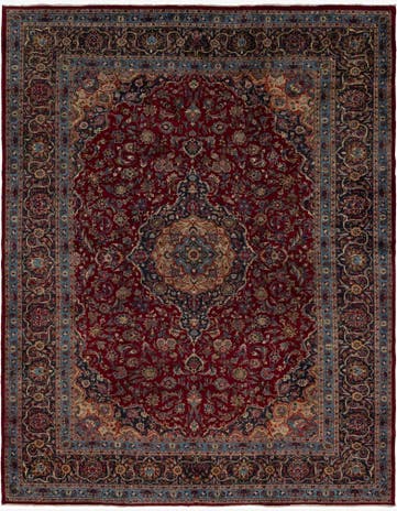 9' 9 x 12' 9 Hand Knotted Mashad Persian Wool Rug