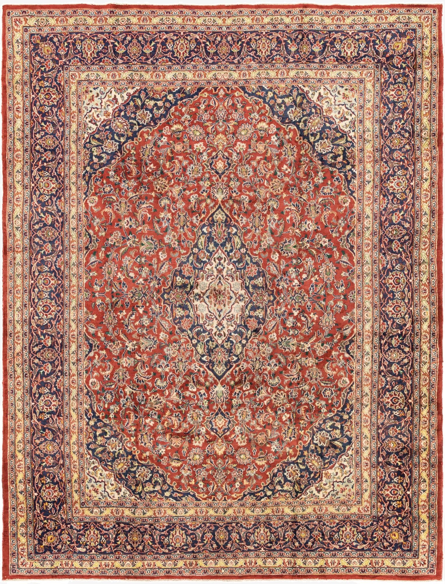 9' 8 x 12' 7  Hand Knotted Mashad Persian Wool Rug