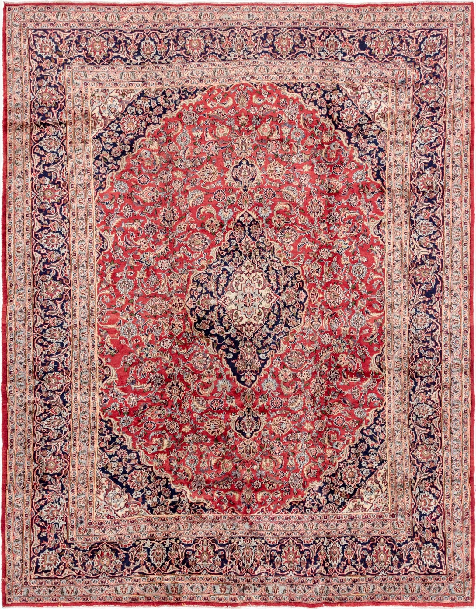 9' 6 x 12' 4  Hand Knotted Mashad Persian Wool Rug