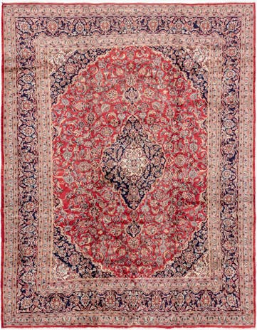 9' 6 x 12' 4 Hand Knotted Mashad Persian Wool Rug
