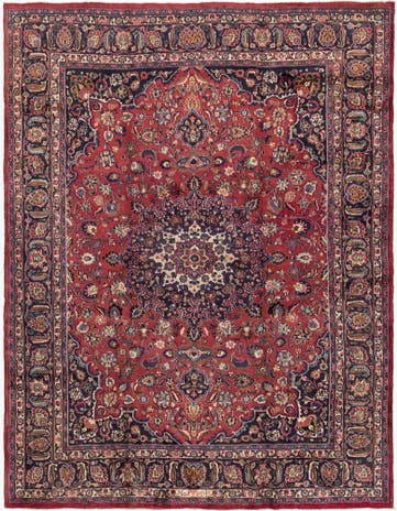 9' 10 x 12' 8 Hand Knotted Mashad Persian Wool Rug