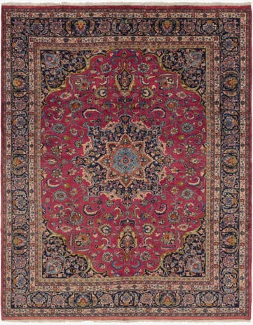 10' x 12' 7 Hand Knotted Mashad Persian Wool Rug