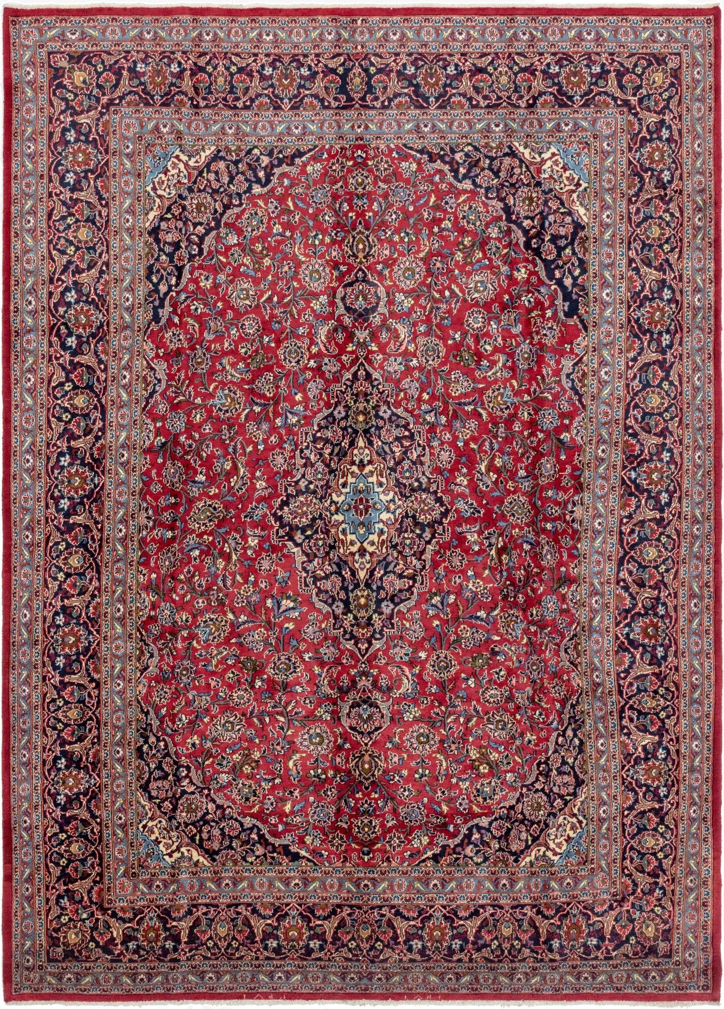 9' 8 x 13' 8  Hand Knotted Mashad Persian Wool Rug