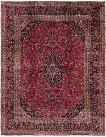 9' 7 x 12' Hand Knotted Mashad Persian Wool Rug