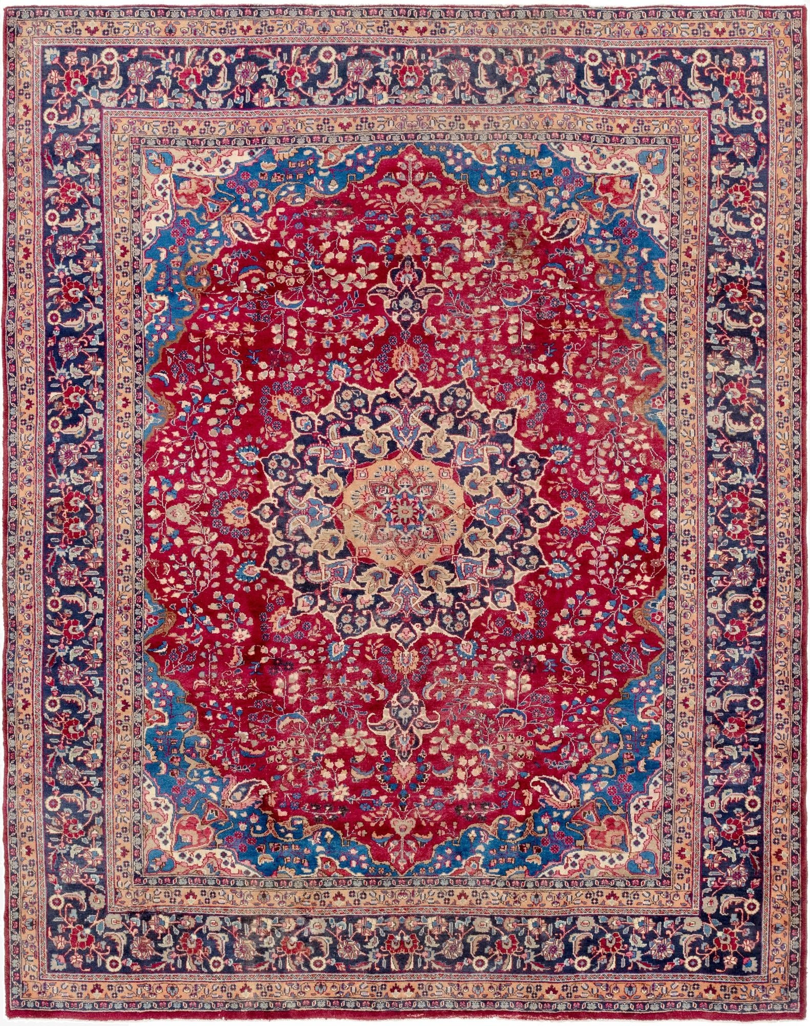 9' 10 x 12' 9  Hand Knotted Mashad Persian Wool Rug